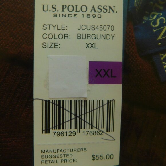 U.S. Polo Assn. Mens XXL V-Neck Long Sleeve Lightweight Sweater Burgundy - Picture 5 of 5